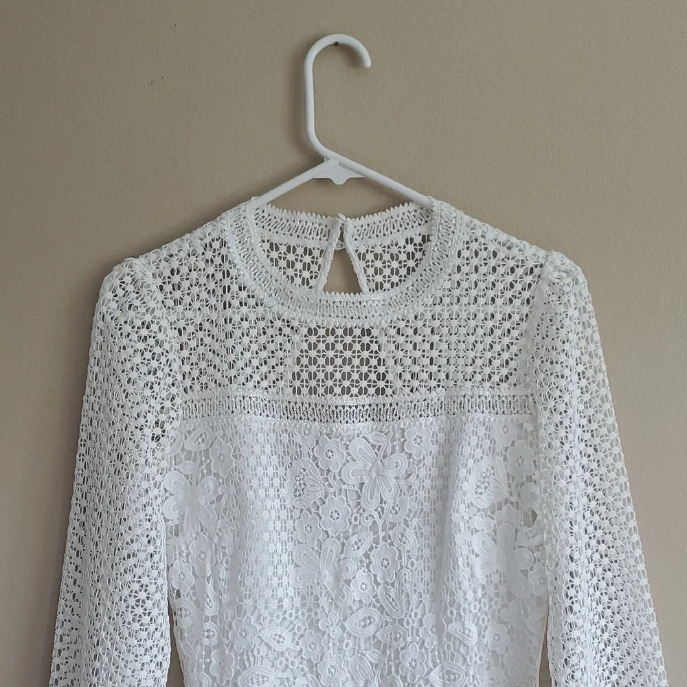 BHLDN White Long Sleeve Lace Wedding Dress Or Any Occassion - Picture 3 of 13